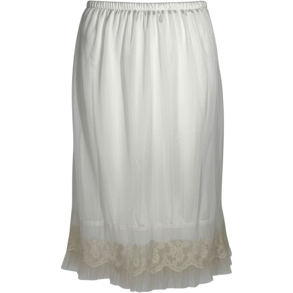 Satin Ivory Lace Trim Tulle Hem Half Slip Skirt Size L Coquette Ballet Ethereal